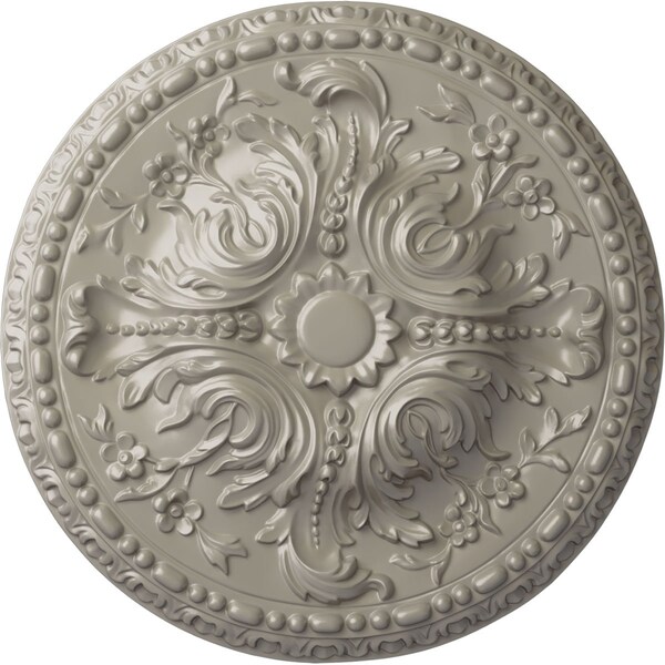 Ekena Millwork Amelia Ceiling Medallion (Fits Canopies up to 2 3/8"), Hand-Painted Pearl White, 19 5/8"OD x 3/4"P CM20AMPWS - main